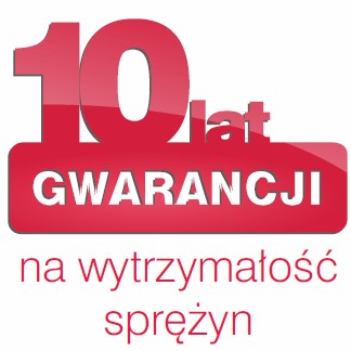 10 lata gwarancji na wytrzymałość sprężyn